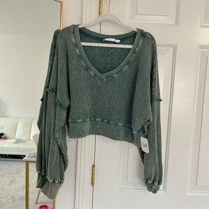 Altar’d State Green V-Neck Women's Top